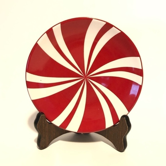 Vintage world market candy cane swirl dessert salad plate - Picture 5 of 5